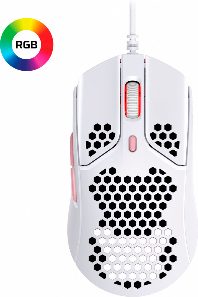HyperX Pulsefire Haste - Ratón alámbrico para juegos color blanco/rosa (Reacondicionado)